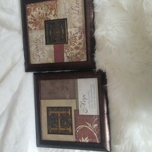 2 bronze colored framed pictures new without tags.